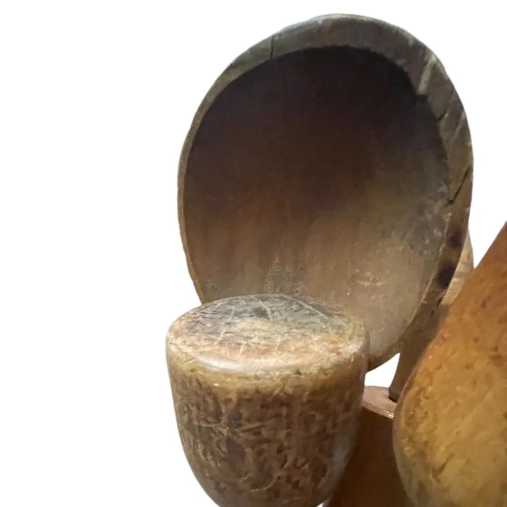 Vintage Kitchen Tall Primitive Farmhouse Decor Solid Wood Narrow Handle Utensils